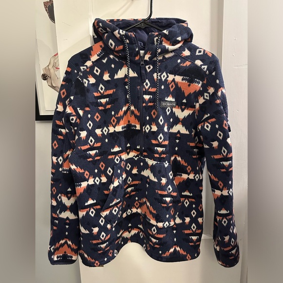 Columbia Quarter Zip patterned fleece sweatshirt - Picture 1 of 6